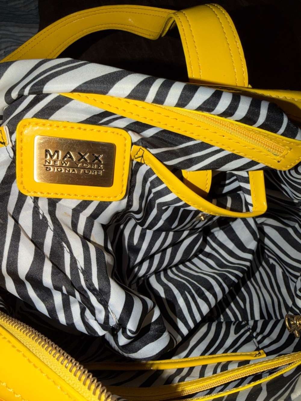Maxx New York Yellow Quilted Patent Satchel - Picture 2 of 4